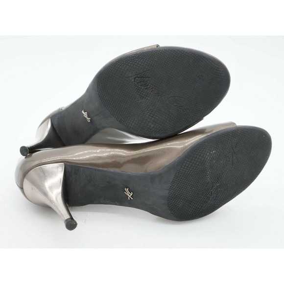 Kenneth Cole Heels Womens 8.5 Gray Patent Leather Open Toe D'Orsay Pumps Slip On - Picture 11 of 11